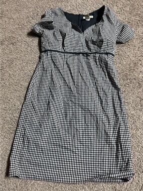 Eddie Bauer Ladies Sz 8 Black and White Gingham Midi Dress Vintage Y2K